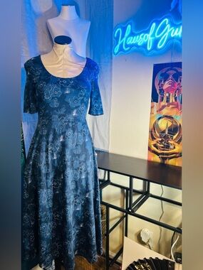 Pact Navy Blue Floral Scoop-Neck Midi Dress